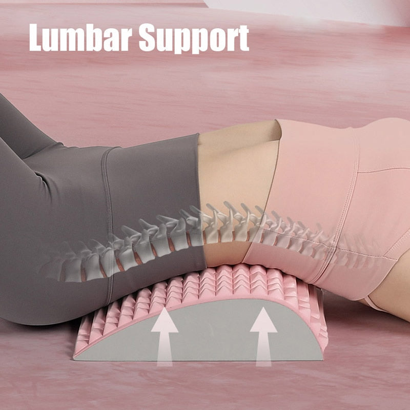 Therapeutic Lumbar Support and Neck Stretch Pillow: Back Massage, Spine Alignment, Pain Relief, and Yoga Therapy