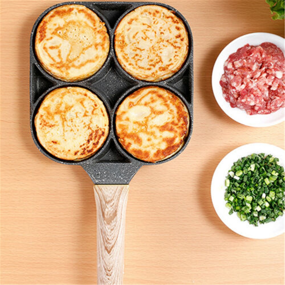 Four-Hole Non-Stick Frying Pan: Thicker Design for Omelettes, Eggs, Pancakes, and More!