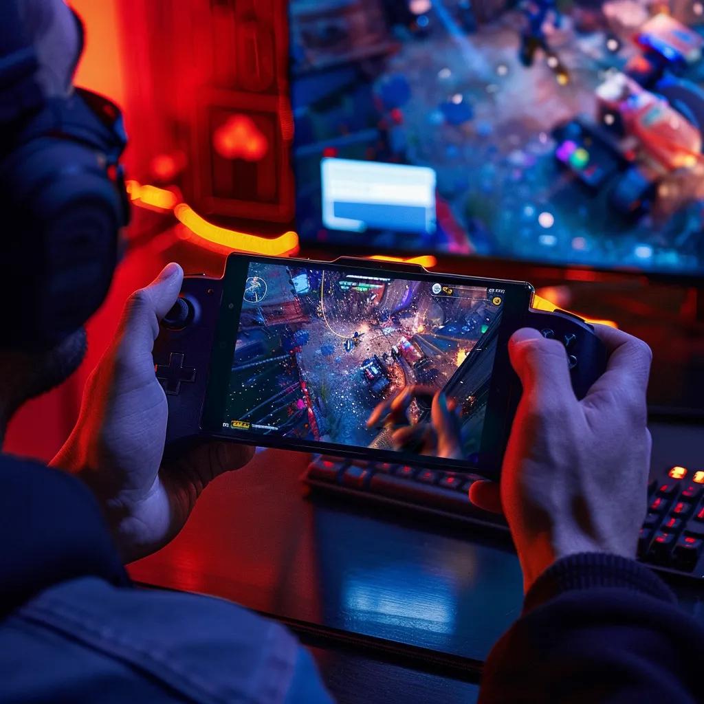Gamer playing on Lenovo Legion Go S with an immersive game display